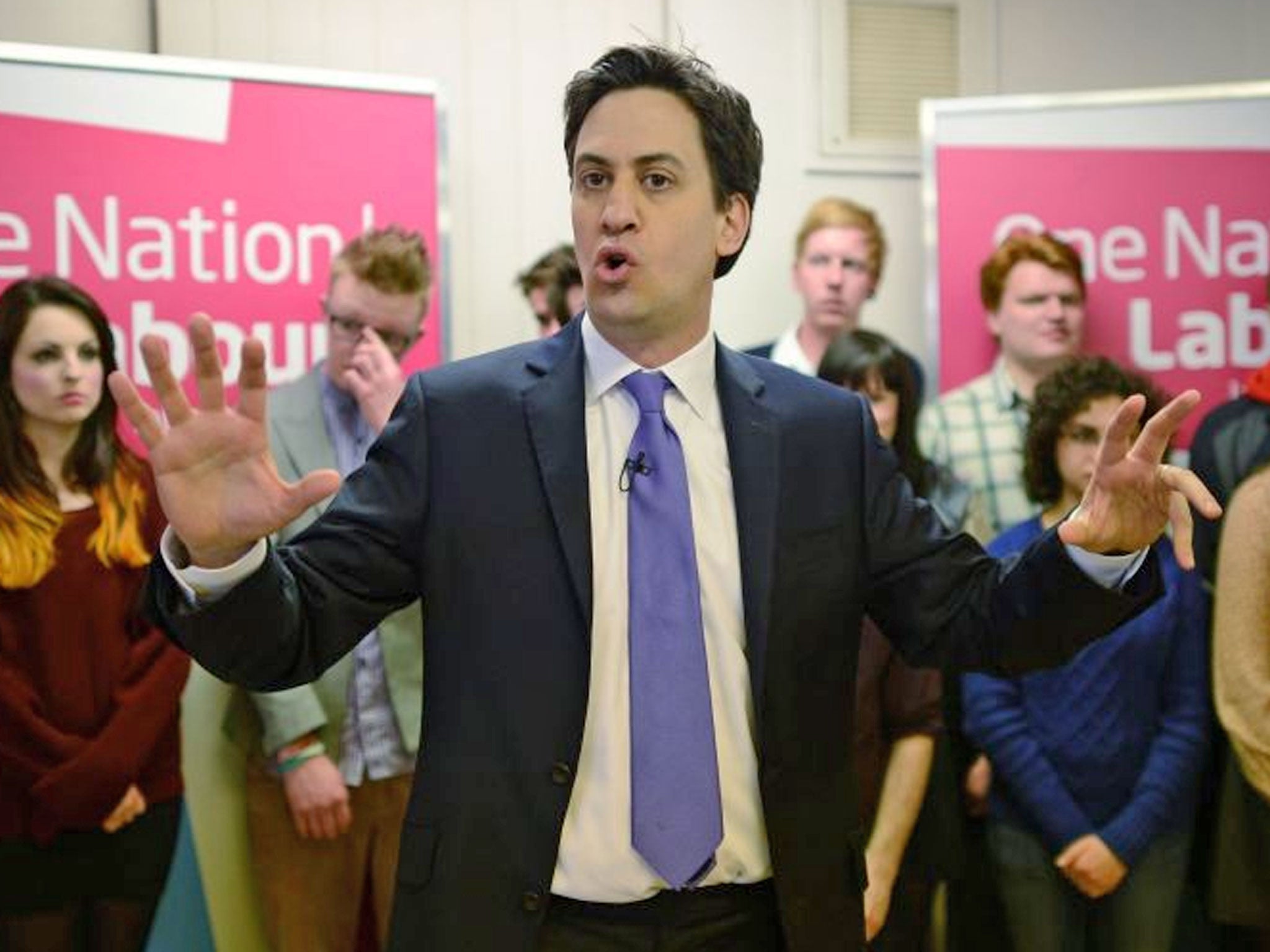 Ed Miliband speaking in Ipswich yesterday