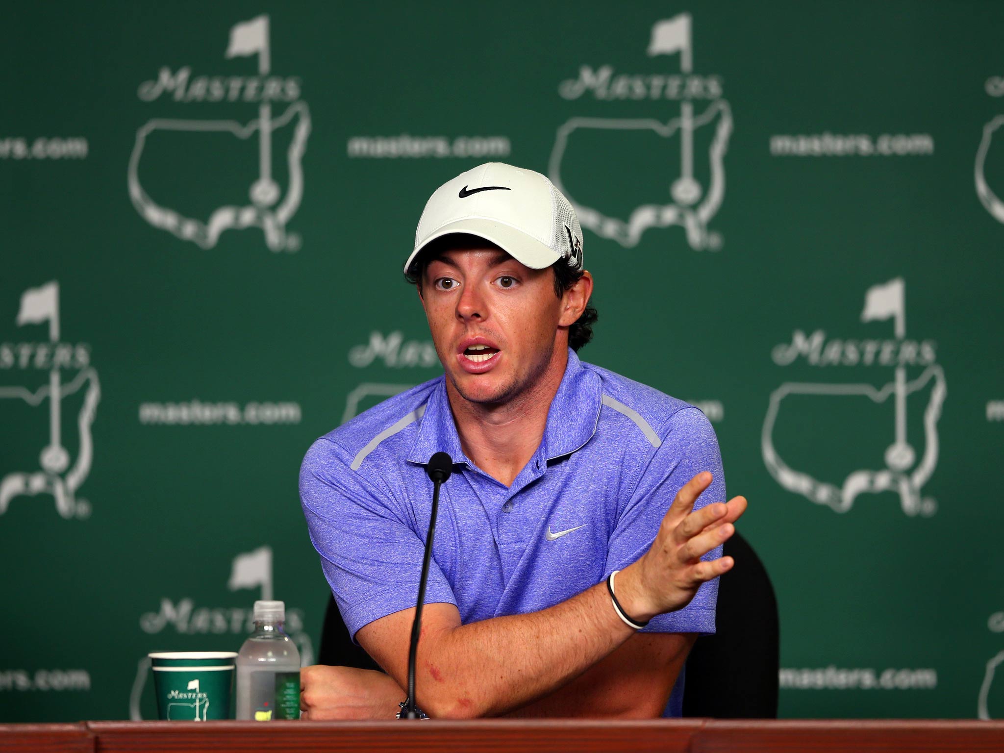 Rory McIlroy addresses the media in Augusta