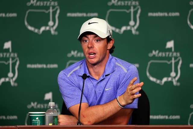 Rory McIlroy addresses the media in Augusta