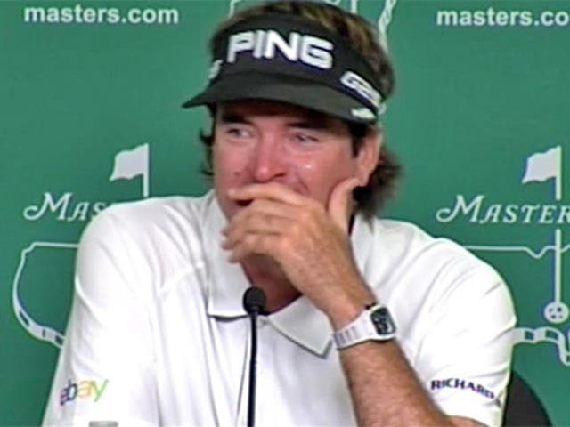 Bubba Watson breaks down in tears during yesterday’s press conference