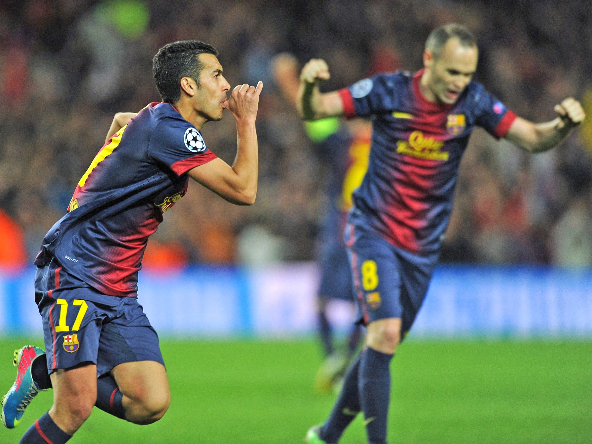 Pedro's equaliser sent Barcelona through on away goals