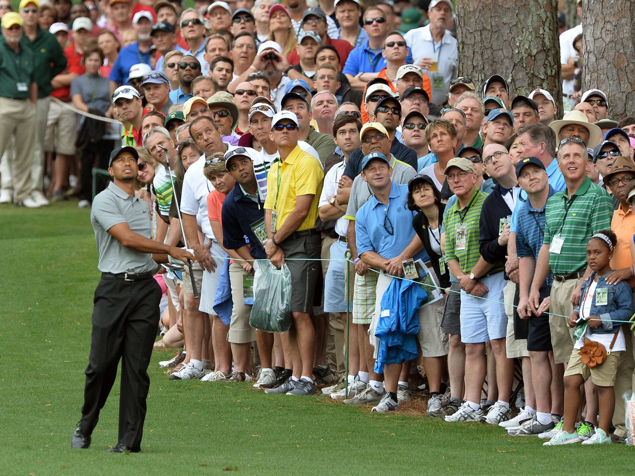 Tiger Woods in action on the first day of The Masters