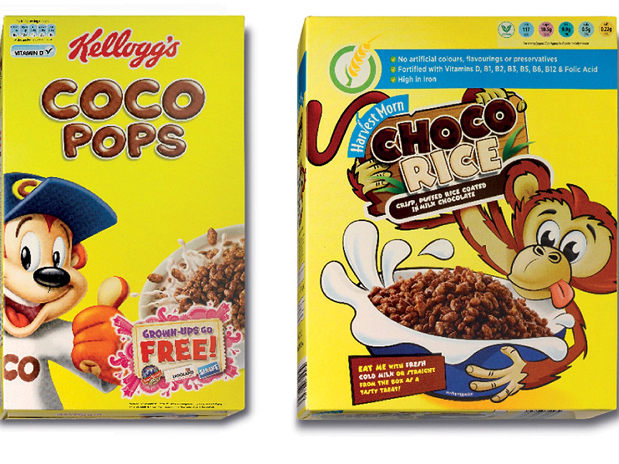 Kellog's Coco Pops and copycat Choco Rice