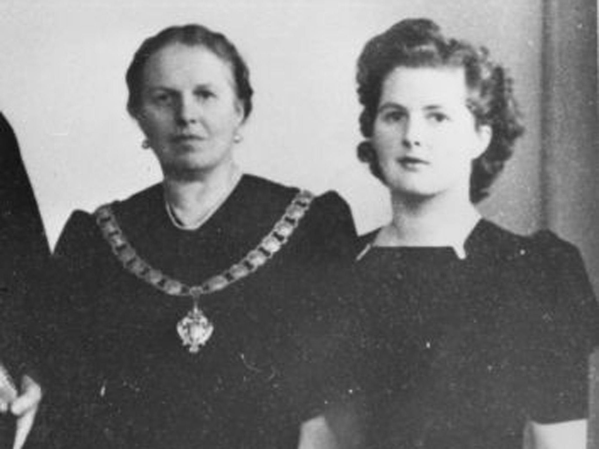 Baroness Thatcher with her mother in 1945. Their relationship has been the subject of much speculation