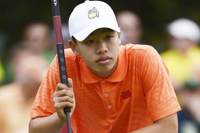 Guan Tianlang finds it tough going at Augusta yesterday
