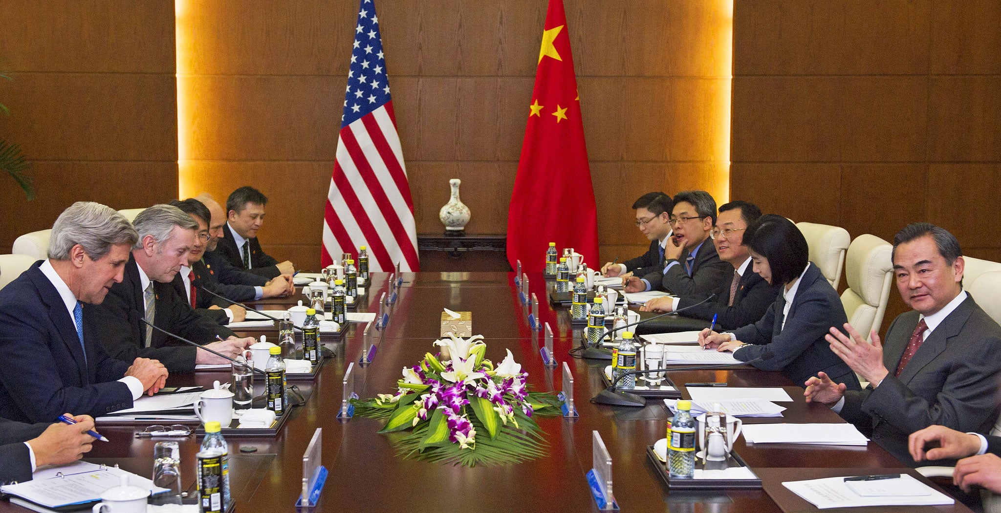 US Secretary of State John Kerry (left) during a meeting in Beijing