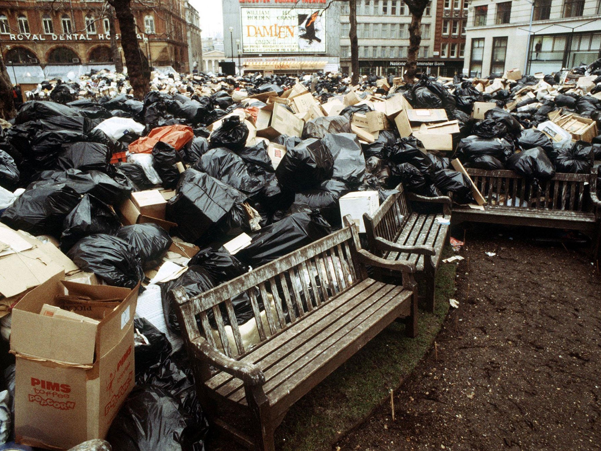 In a mess: Rubbish left uncollected during the 1979 winter of discontent, the months that saw the downfall of Jim Callaghan