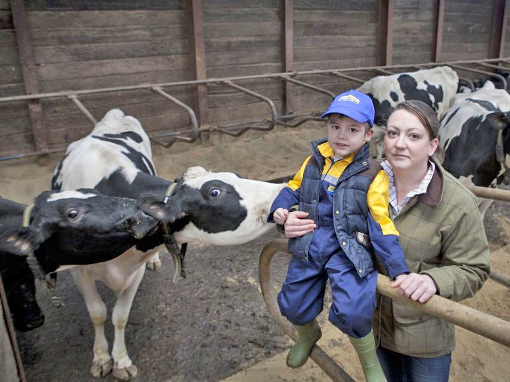 Farmer and mother Jade Foster with son William at Netherhall Farm