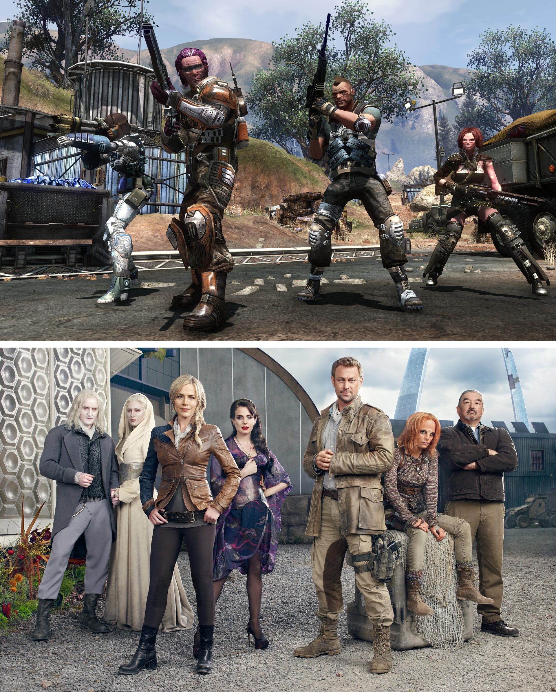 Defiance video game (top) and the TV show (bottom)
