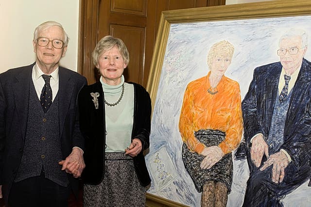Murray and his wife Noreen, with their double portrait; they made a formidable team 