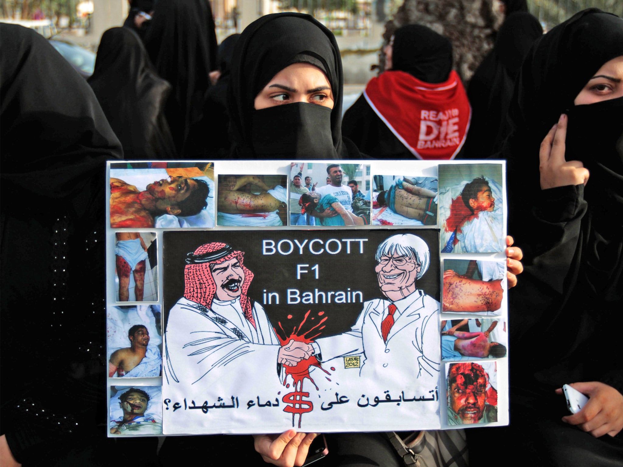 Bahrainis protest against the Formula One Grand Prix due to take place this weekend