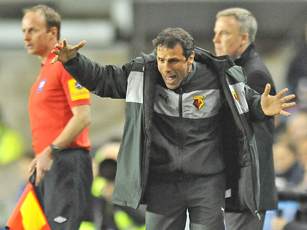 Watford manager Gianfranco Zola was left frustrated at The Den
