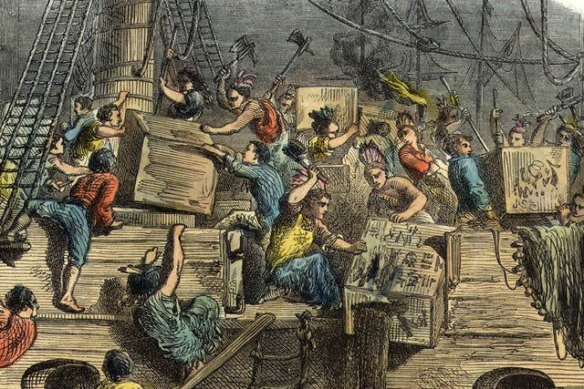 <p>The Boston Tea Party saw 342 chests of tea chucked in the river as an act of resistance against British taxation </p>