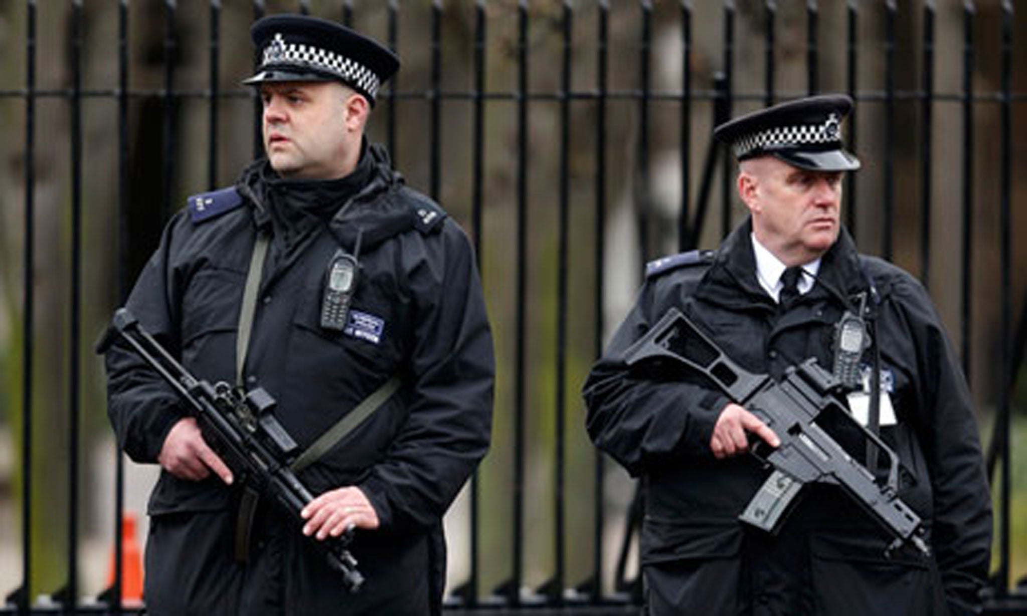 Armed police in central London before Margaret Thatcher's funeral