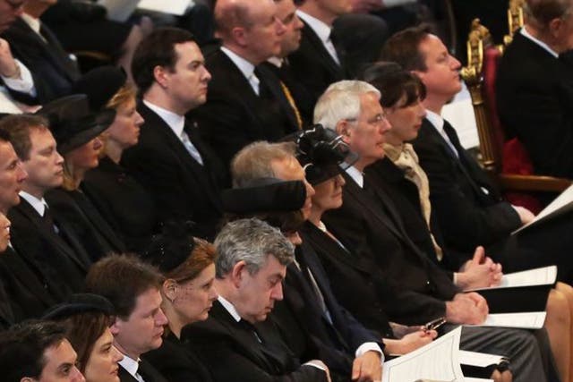 Members of the Cabinet, alongside former Prime Ministers and members of the opposition on the front row at today's service