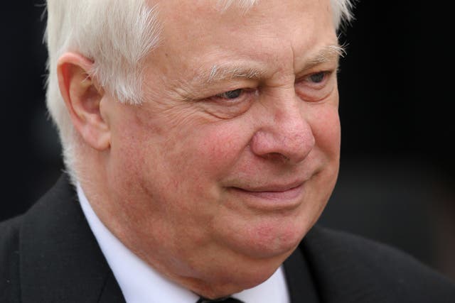Lord Chris Patten leaves the Ceremonial funeral of former British Prime Minister Baroness Thatcher at St Paul's Cathedral