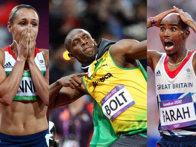 Jess Ennis, Usain Bolt and Mo Farah
