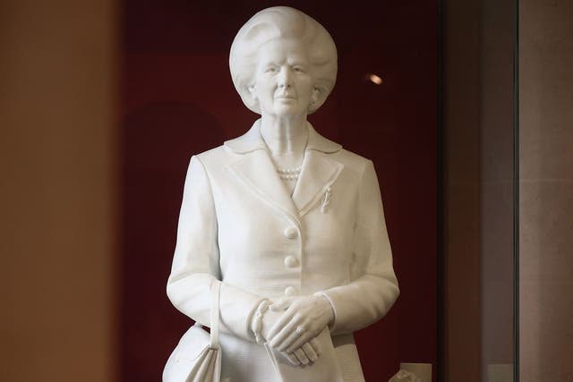 A statue of the former British Prime Minister, Baroness Margaret Thatcher stands in the Guildhall Art Gallery on April 9, 2013 in London, England.
