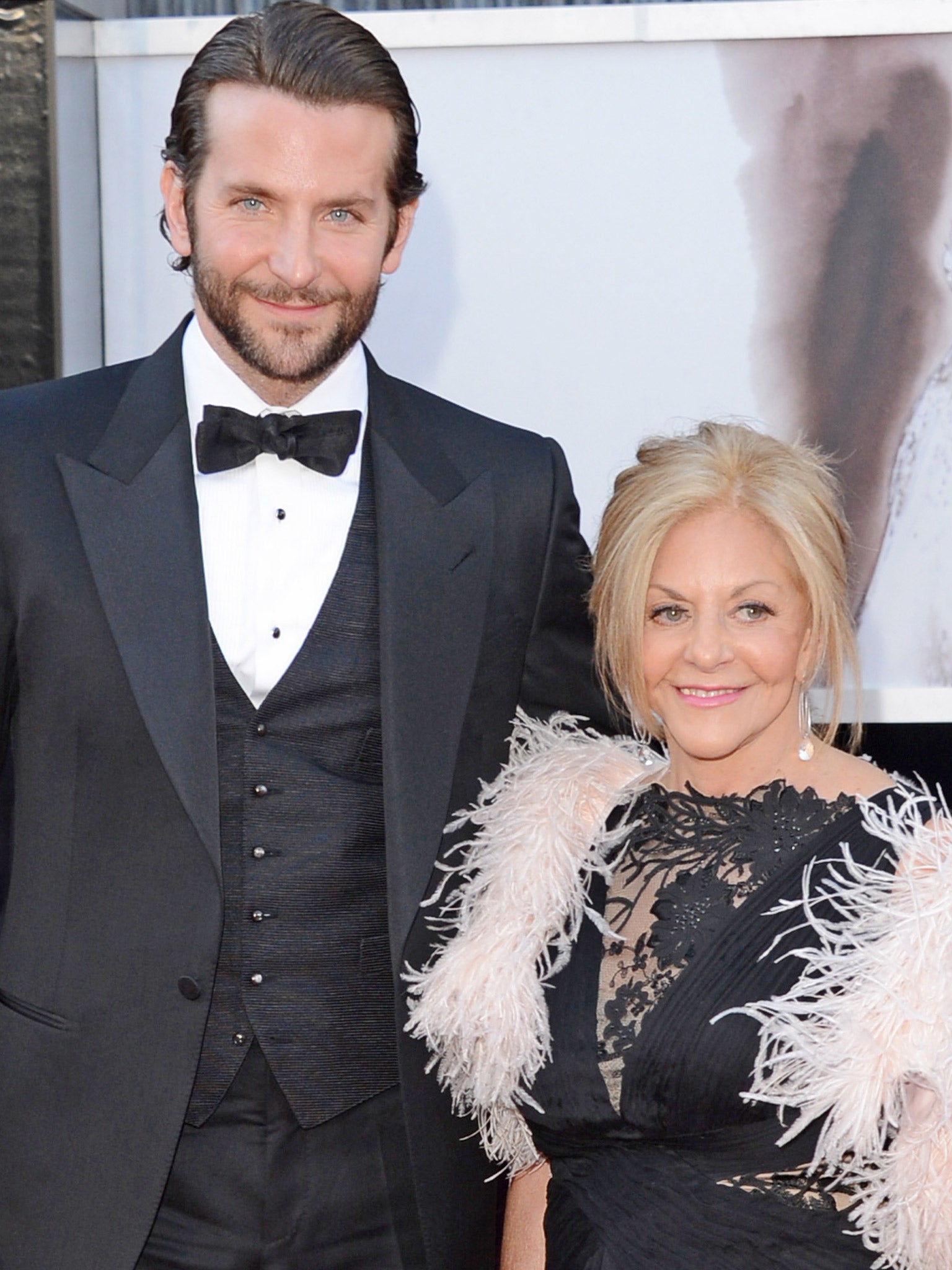 Bradley Cooper and mother Gloria Cooper arriving at the Oscars earlier this year