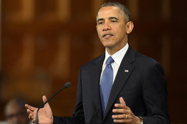 President Obama speaking at a memorial service for victims of the Boston Marathon bombing