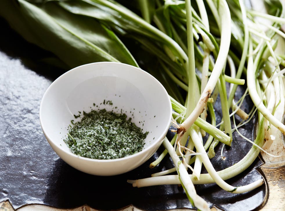 Wild garlic salt is great to use as a seasoning for meats and fish or add to a marinade for an early-summer barbecue