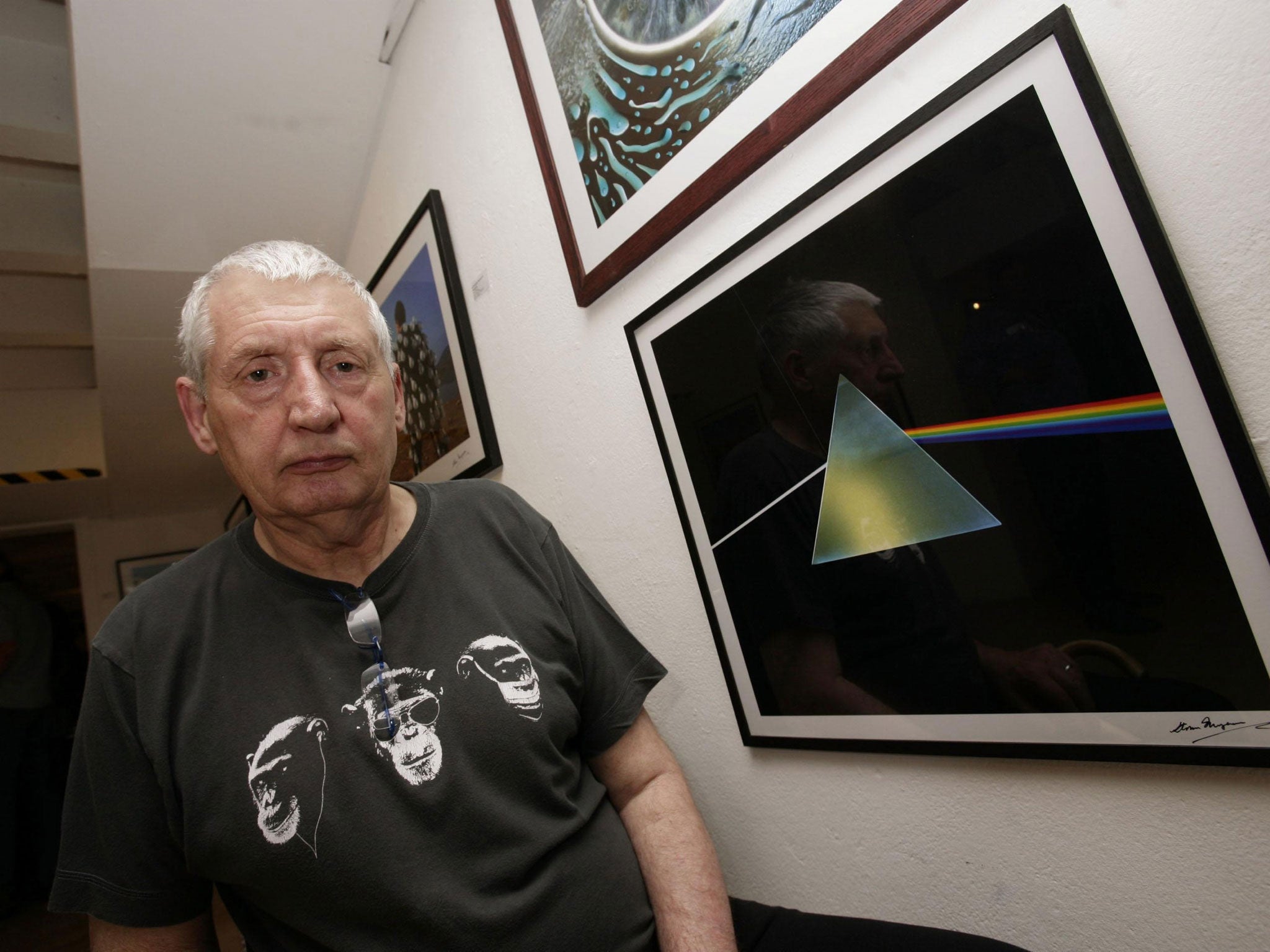 The late Storm Thorgerson with his cover art for ‘Dark Side of the Moon’