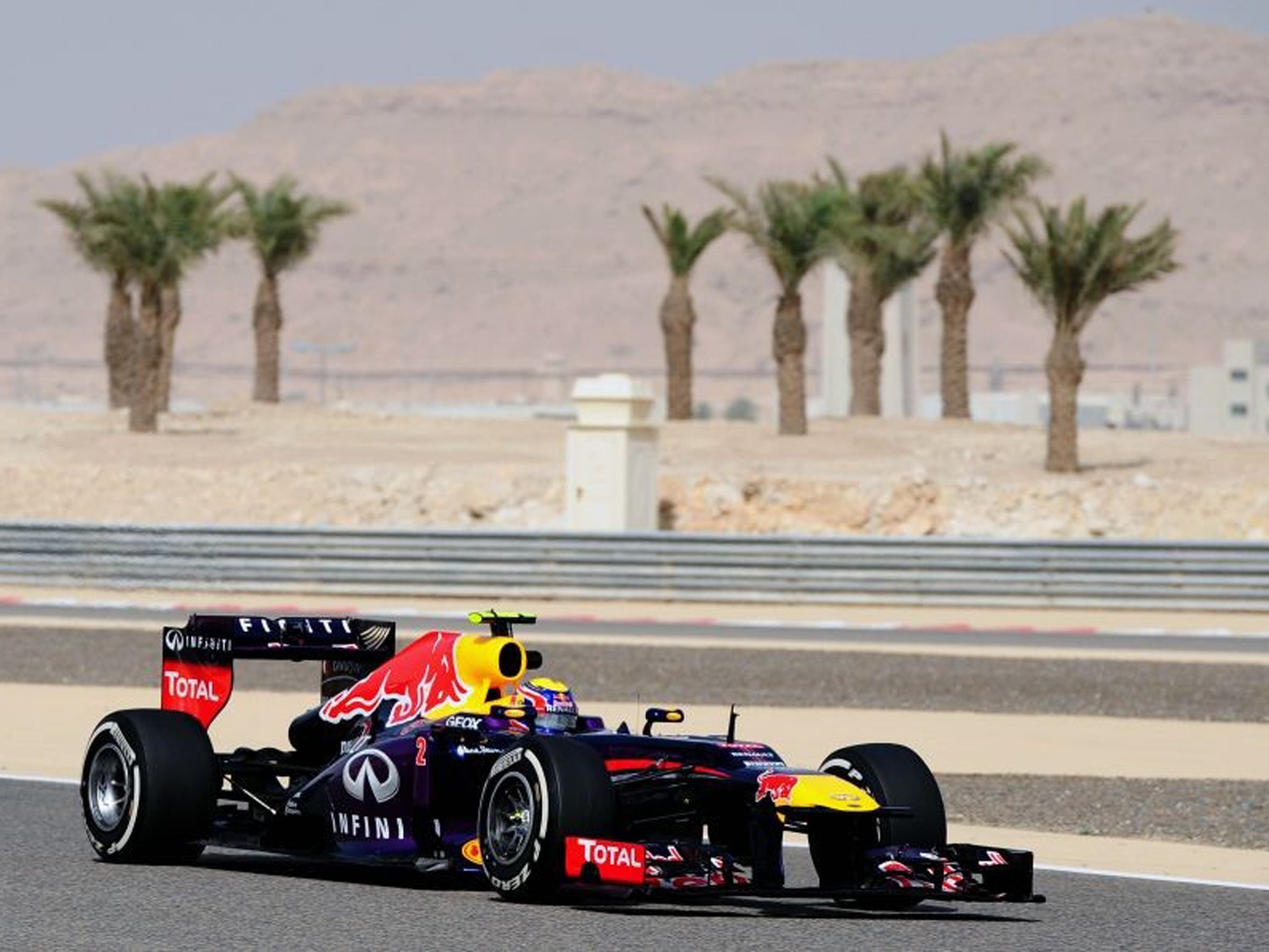 Red Bull Racing's Australian driver Mark Webber during the second practice session at the Bahrain International Circuit in Manama