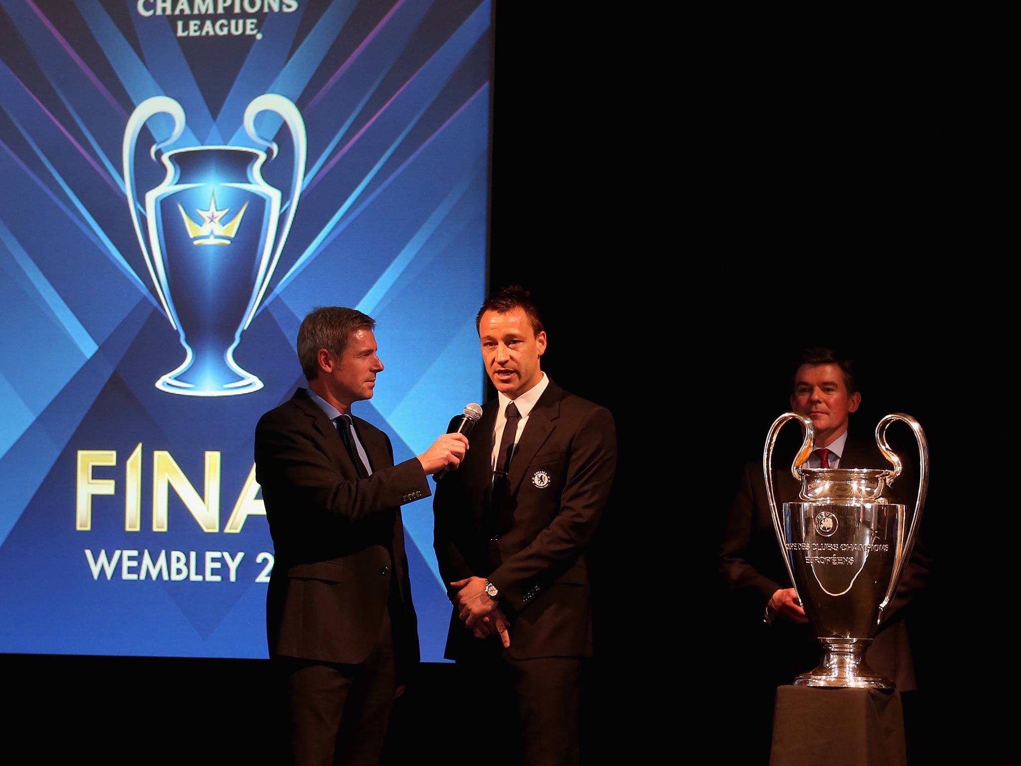 John Terry at an event to hand over the Champions League trophy