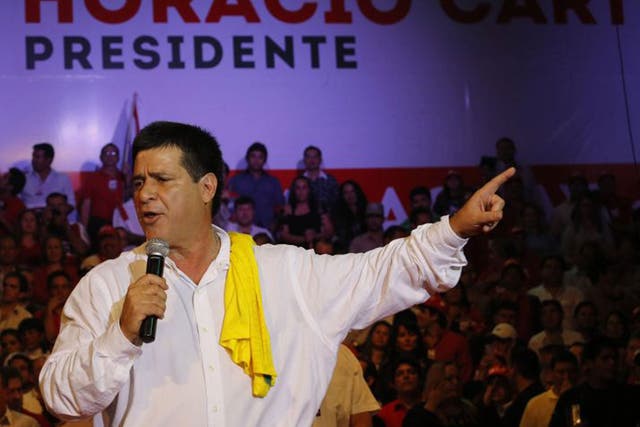 The Paraguayan presidential candidate and businessman,  Horacio Cartes, currently leads in the polls