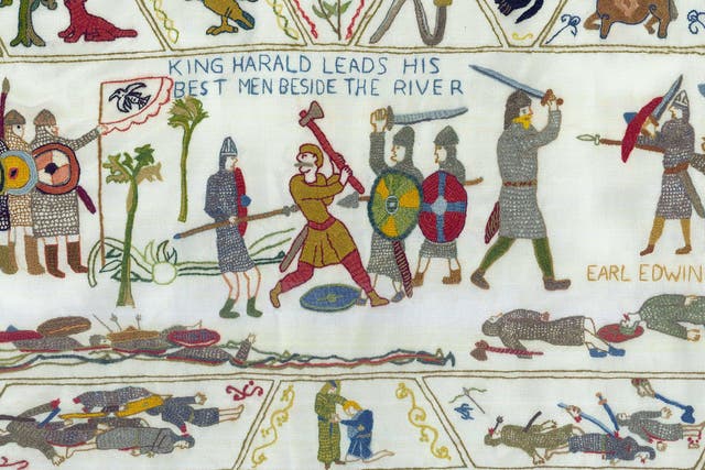 Then... Panel from the modern Battle of Fulford tapestry produced by campaigners