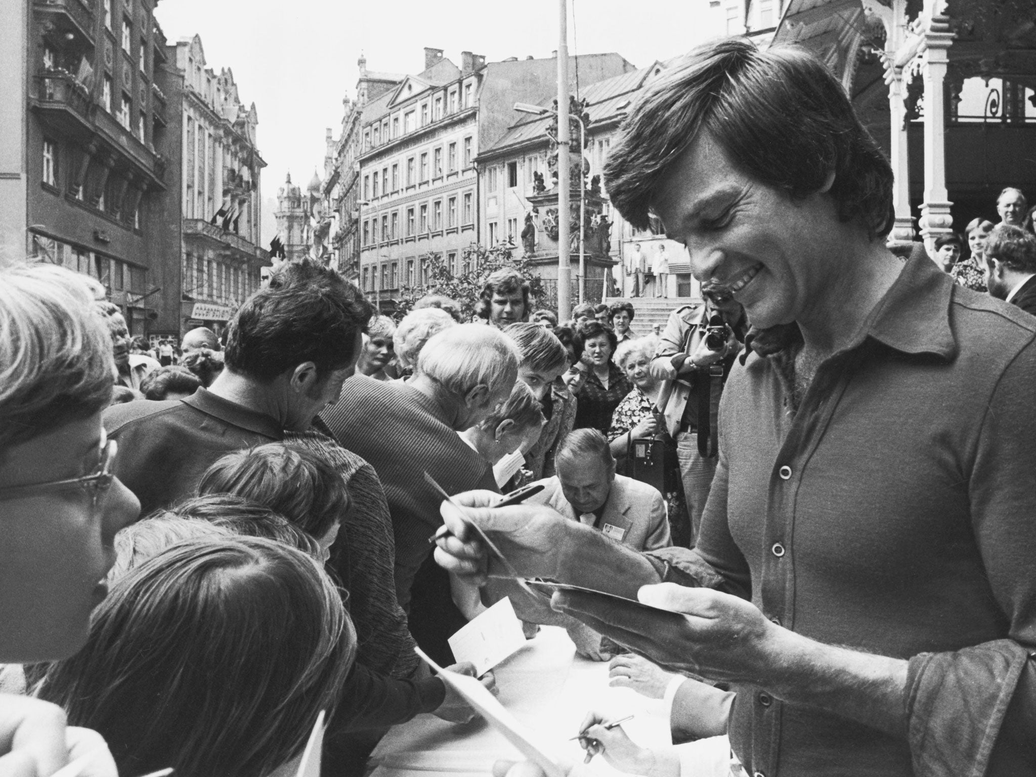 Communist star: Dean Reed signs autographs in Czechoslovakia in 1976
