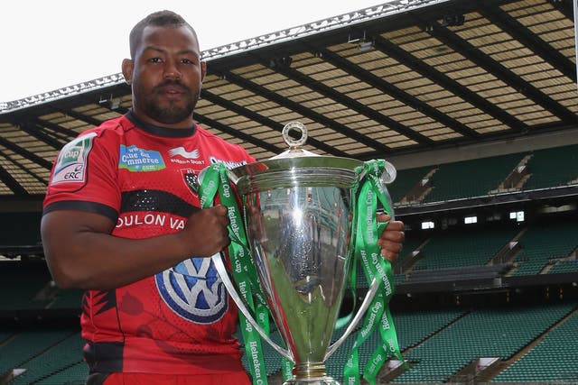 Grass is greener: Steffon Armitage holds the Heineken Cup at Twickenham. With 14,000 fans each week in France, ‘It’s like going to a football match,’ he says