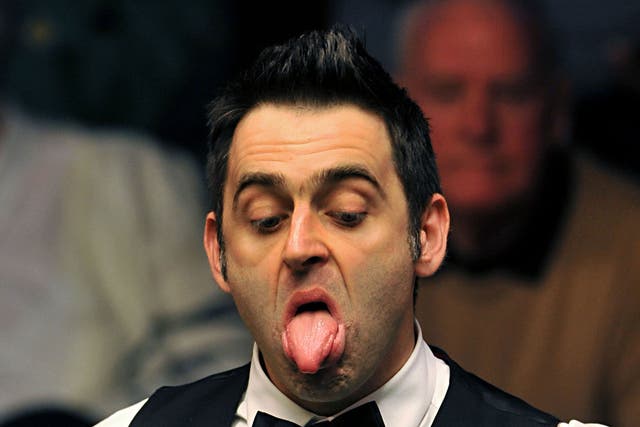 Snooker loopy: Ronnie O’Sullivan pulls some animated faces during his match against Marcus Campbell yesterday