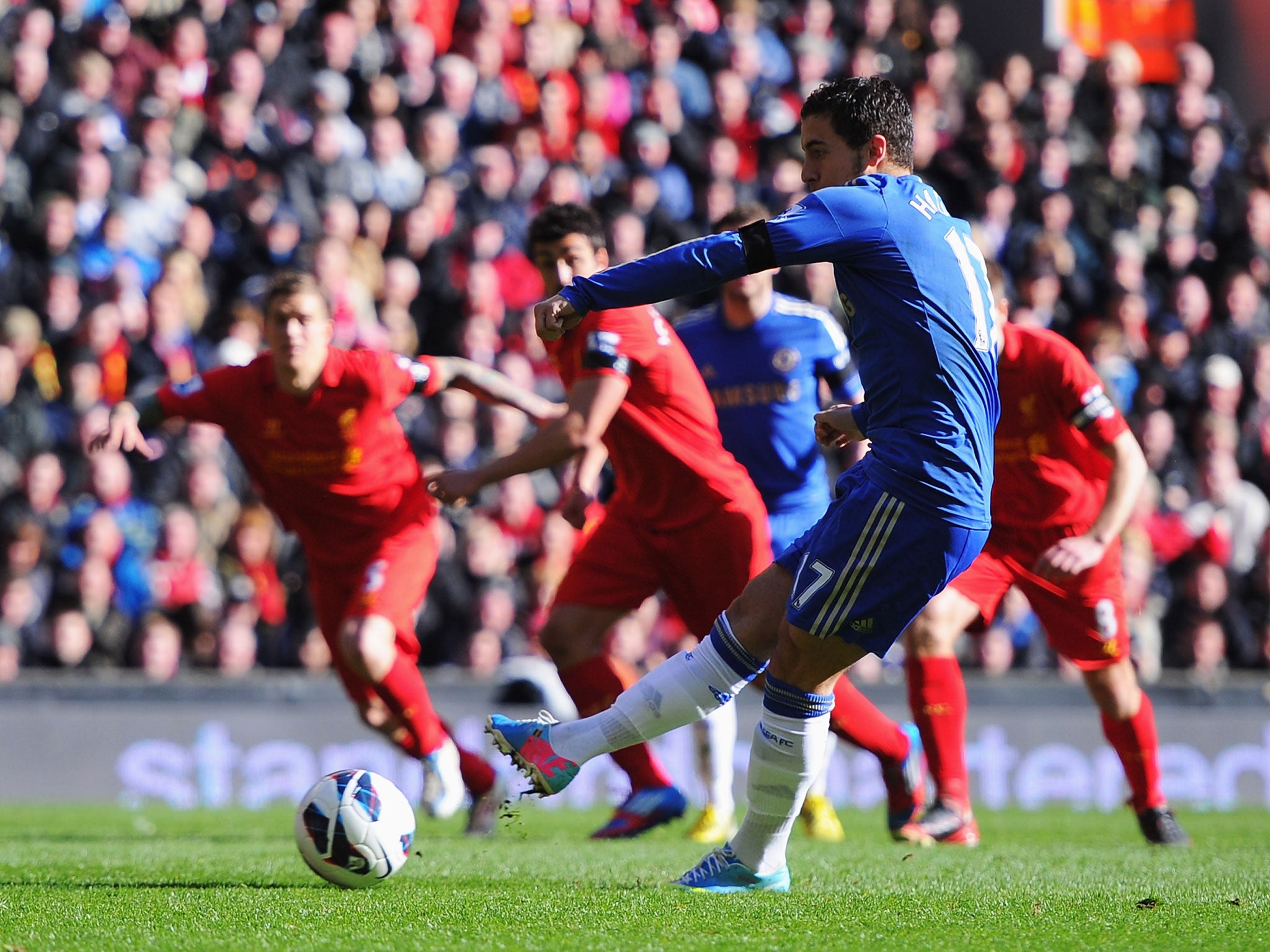 Chelsea's Eden Hazard converts from the penalty spot