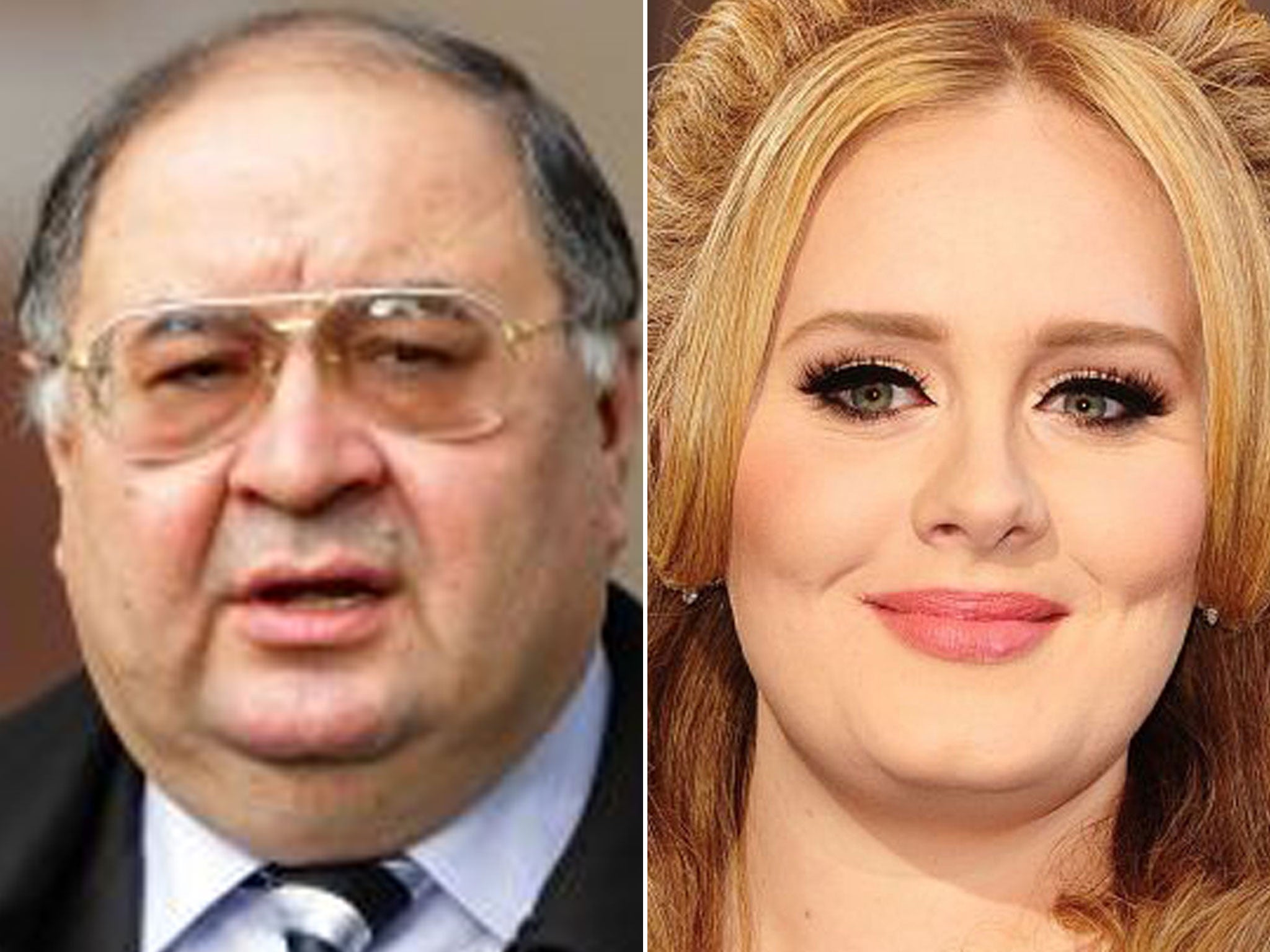 Alisher Usmanov, left, topped The Sunday Times Rich List (£13.3bn) whilst Adele, left, came out top with pop stars (£30m)