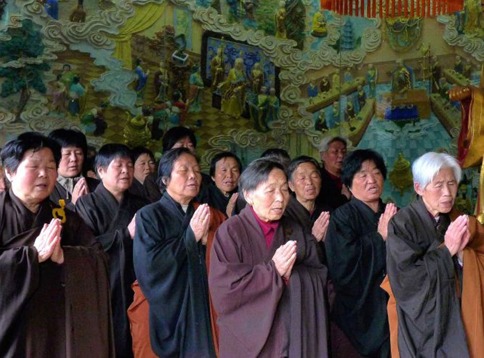 Monks and Buddists singing scriptures