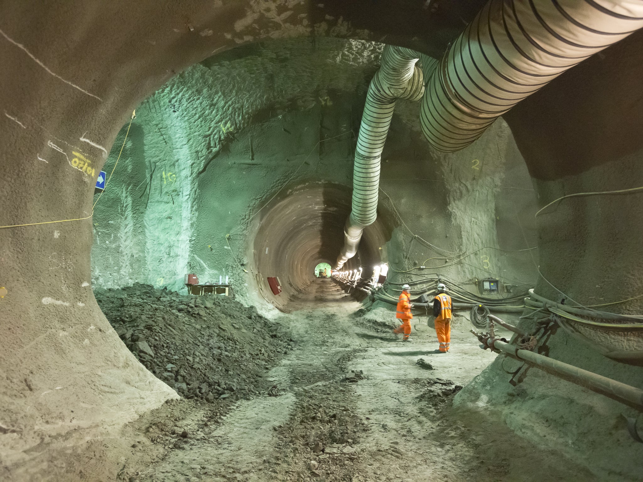 Construction of platform tunnels at Whitechapel station