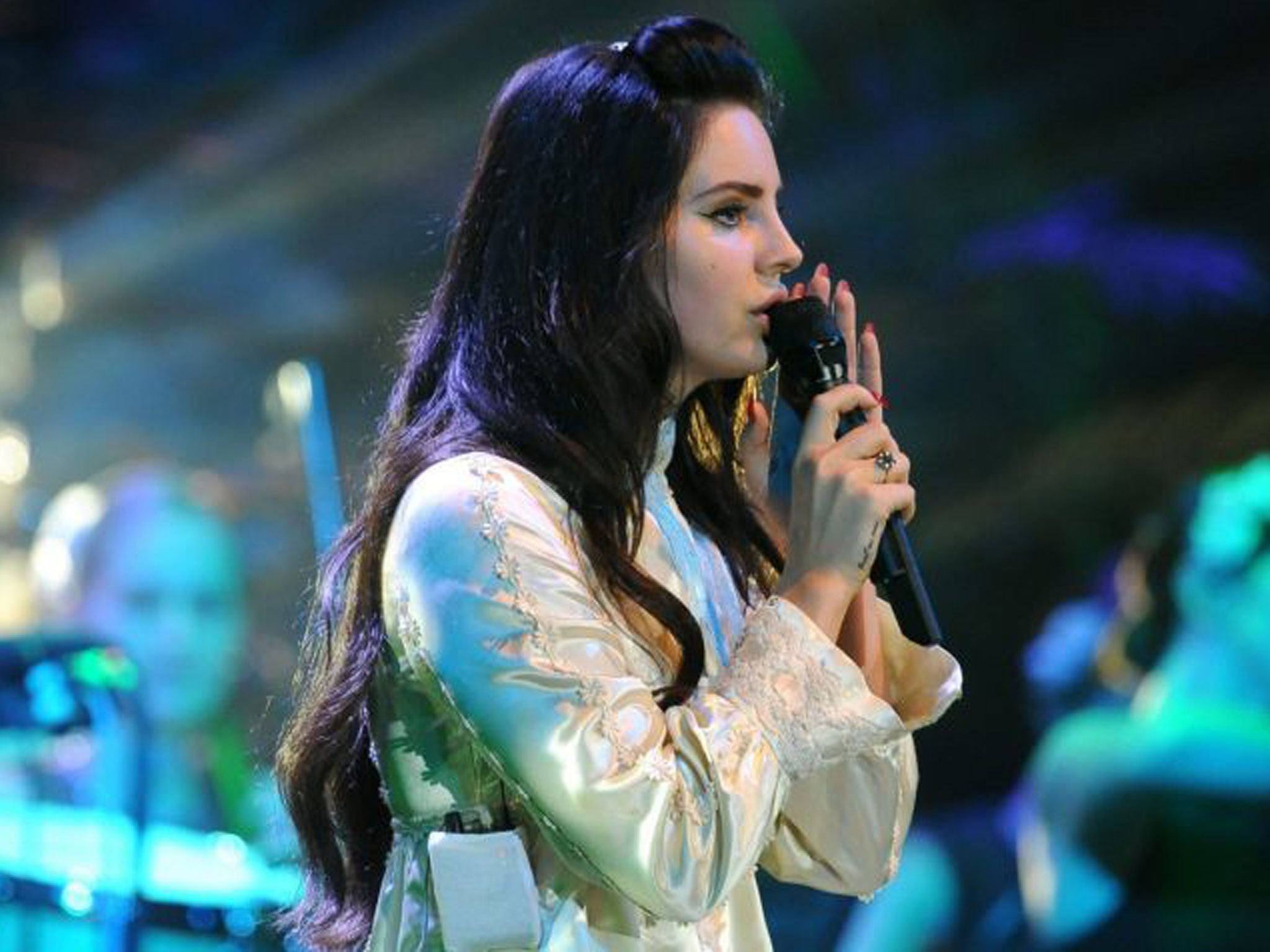 US singer Lana Del Rey performs during a concert held at the Velodrom arena in Berlin, Germany