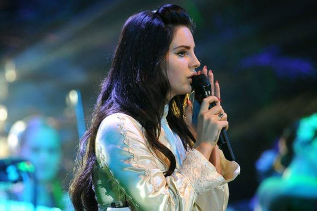 US singer Lana Del Rey performs during a concert held at the Velodrom arena in Berlin, Germany