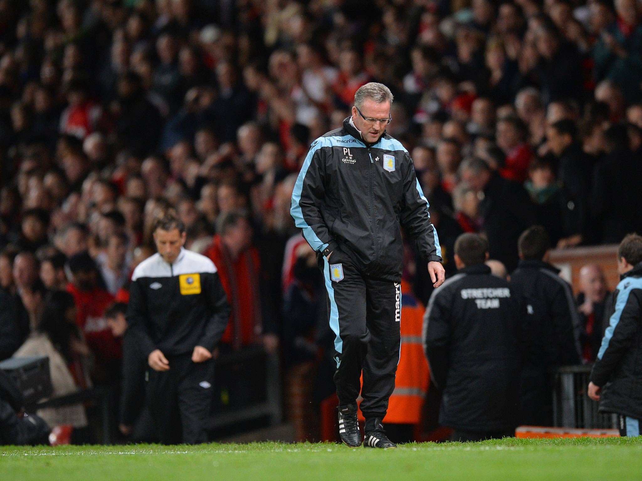 Aston Villa manager Paul Lambert pictured at Old Trafford