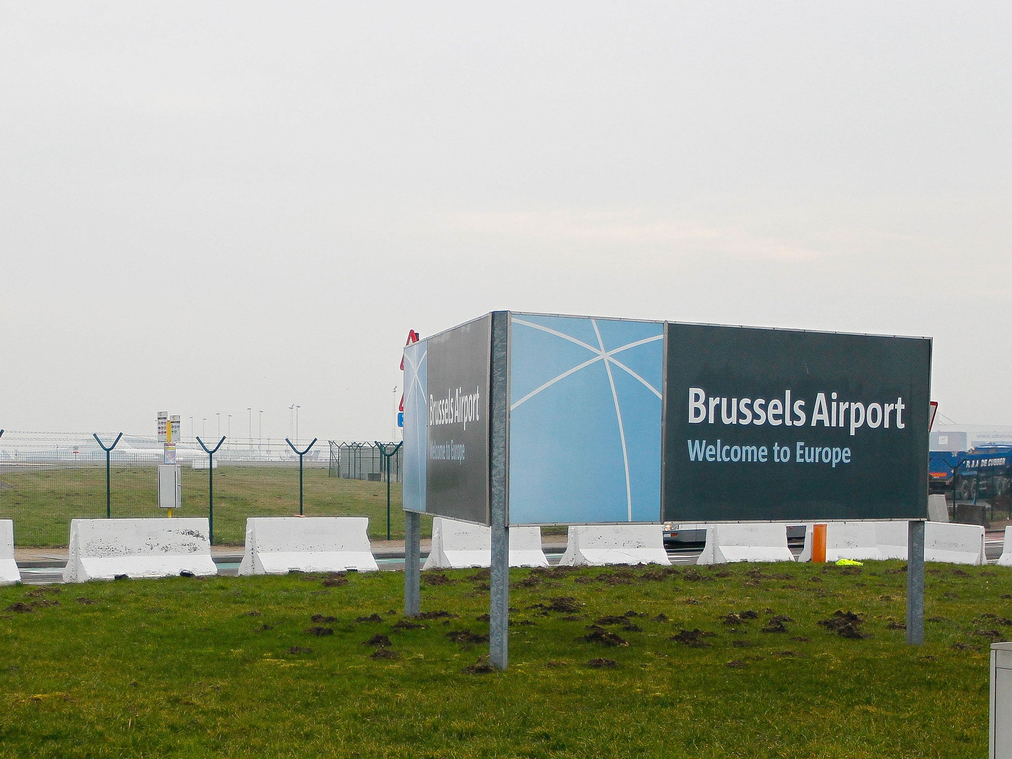 A welcome sign is pictured at Brussels international airport in Zaventem on February 19, 2013.