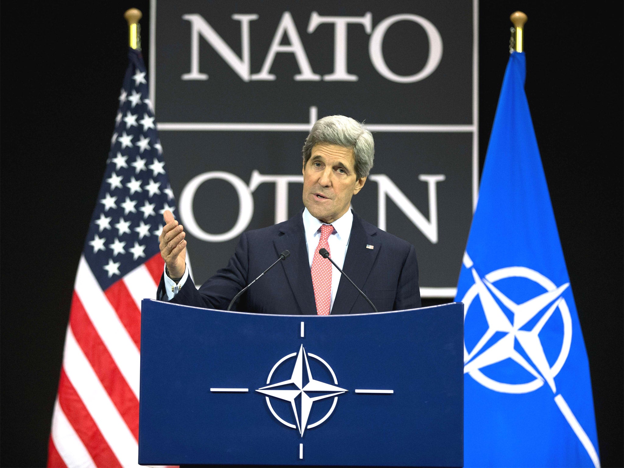 US Secretary of State John Kerry during the NATO news conference