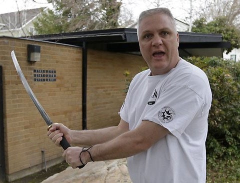 Samurai-sword wielding Mormon bishop Kent Hendrix has saved a woman from a stalker attack
