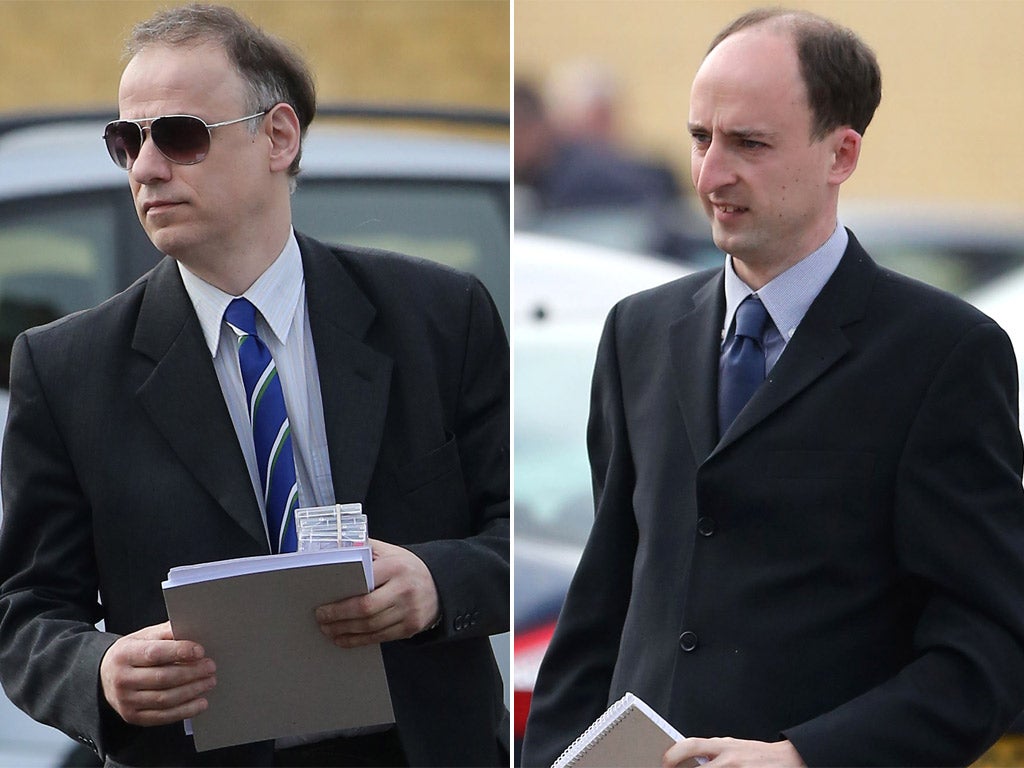 Maurice Leigh and Neil Bowdery arriving at Maidstone Crown Court