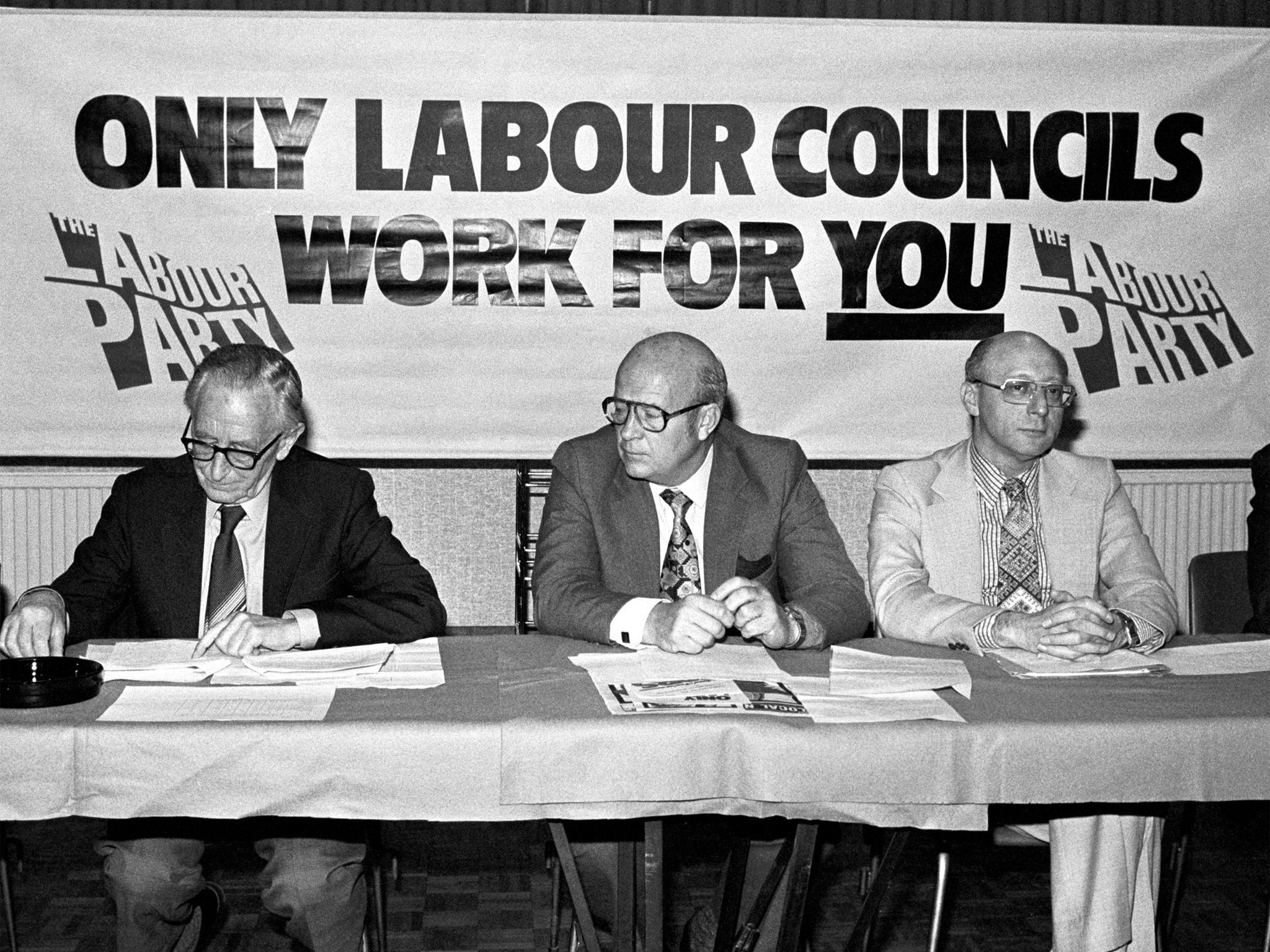 Mortimer, centre, at a press conference in 1982 with Frank Allaun, left, and Gerald Kaufman