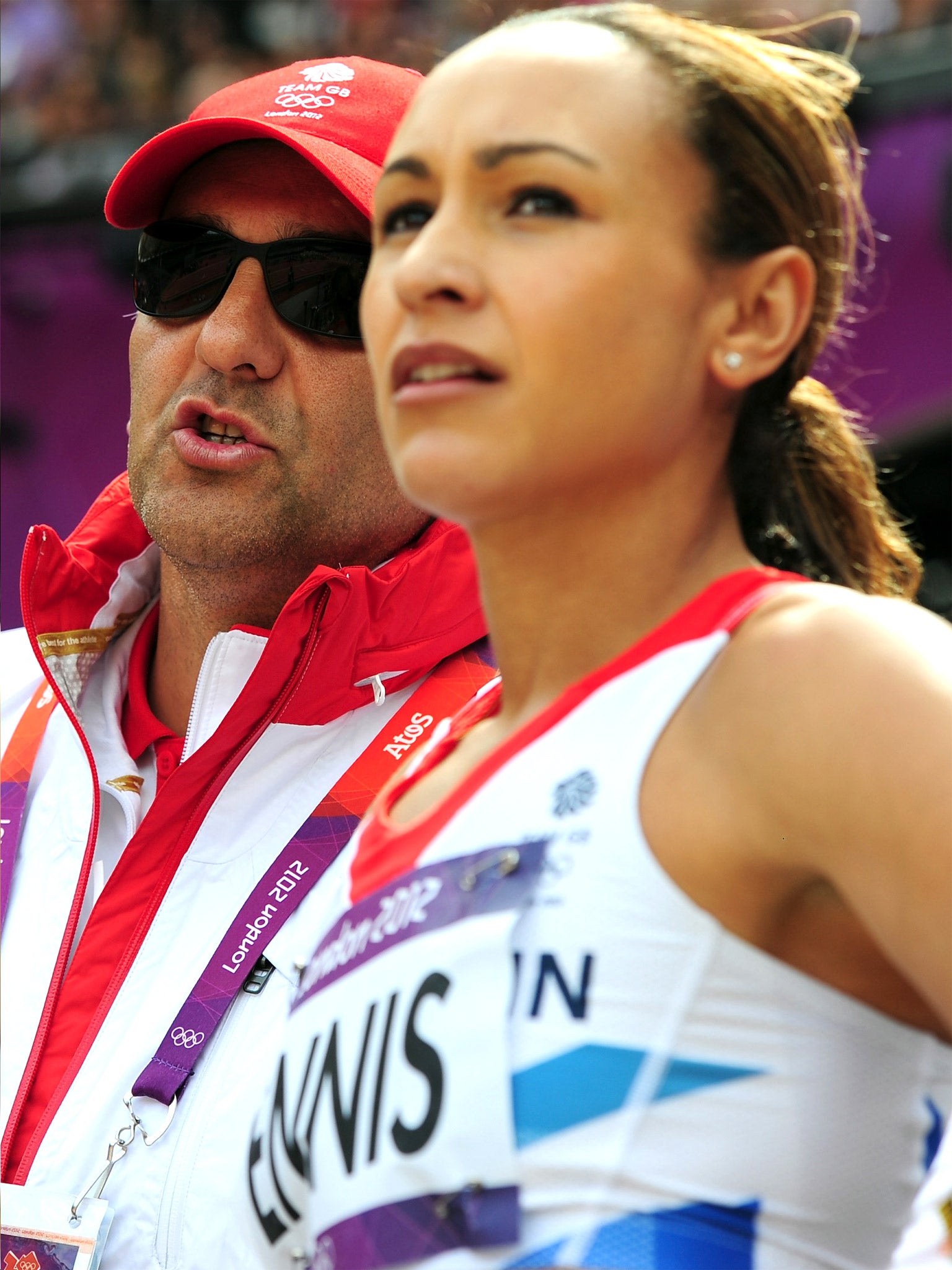 Jessica Ennis and Toni Minichiello during the London Games, where she handled the enormous pressure to win heptathlon gold by over 300 points