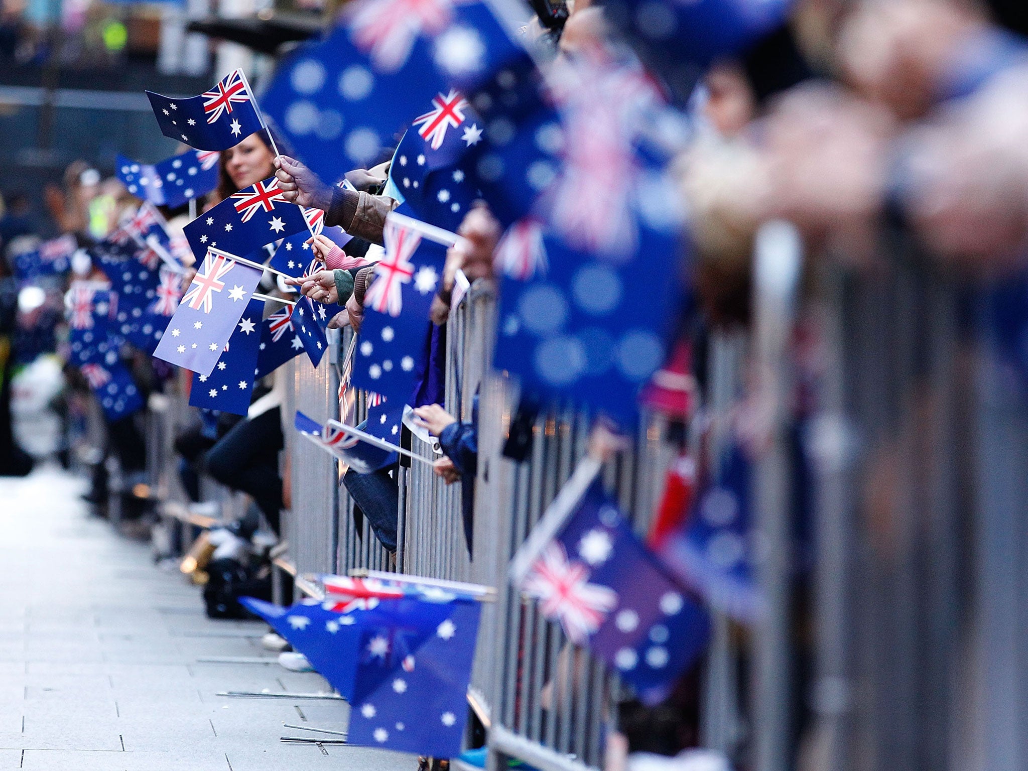 Crowds line George Street during the Anzac Day parade in Sydney in 2013