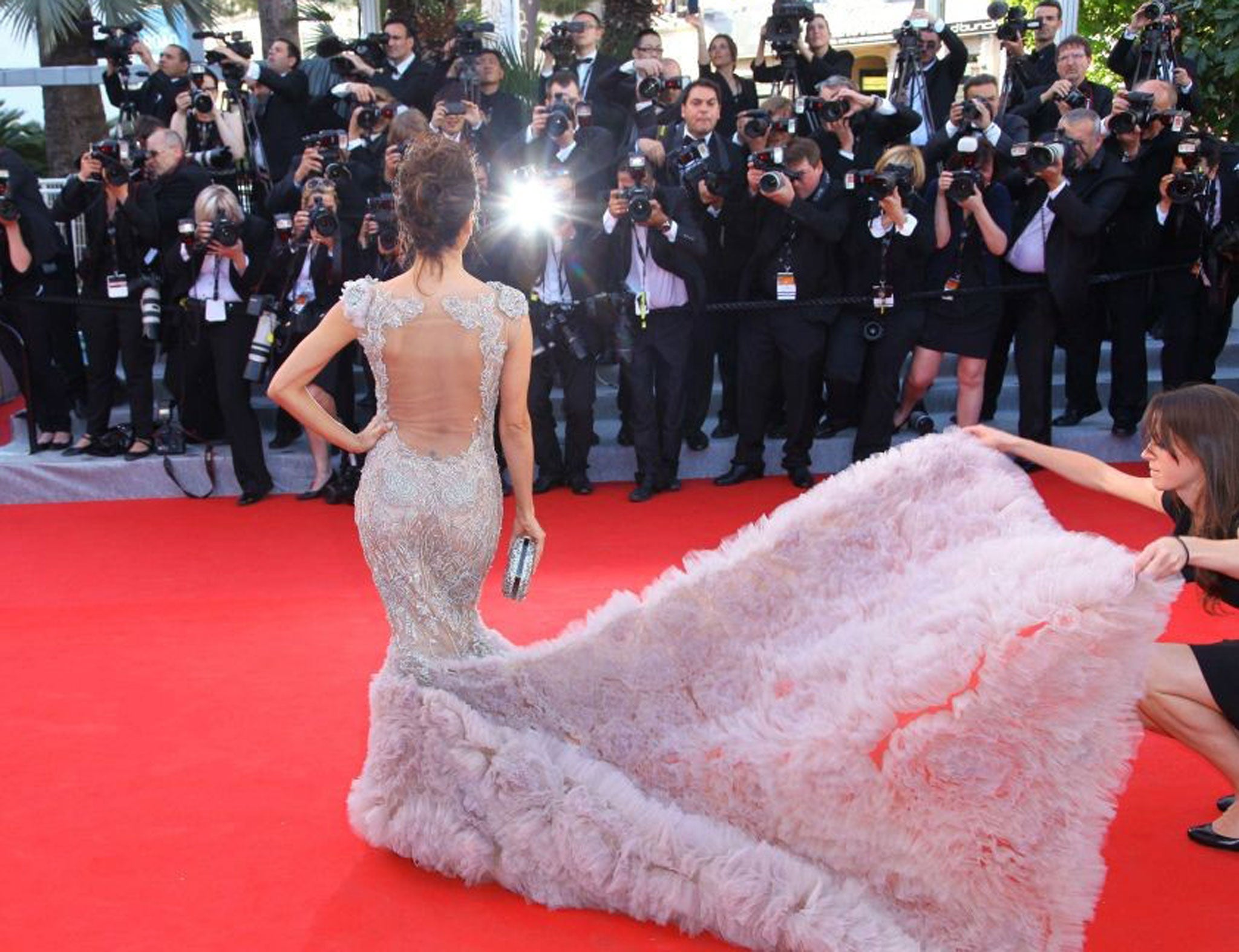 Eva Longoria arrives at the Cannes Film Festival, where no UK movie is up for the Palme d'Or this year
