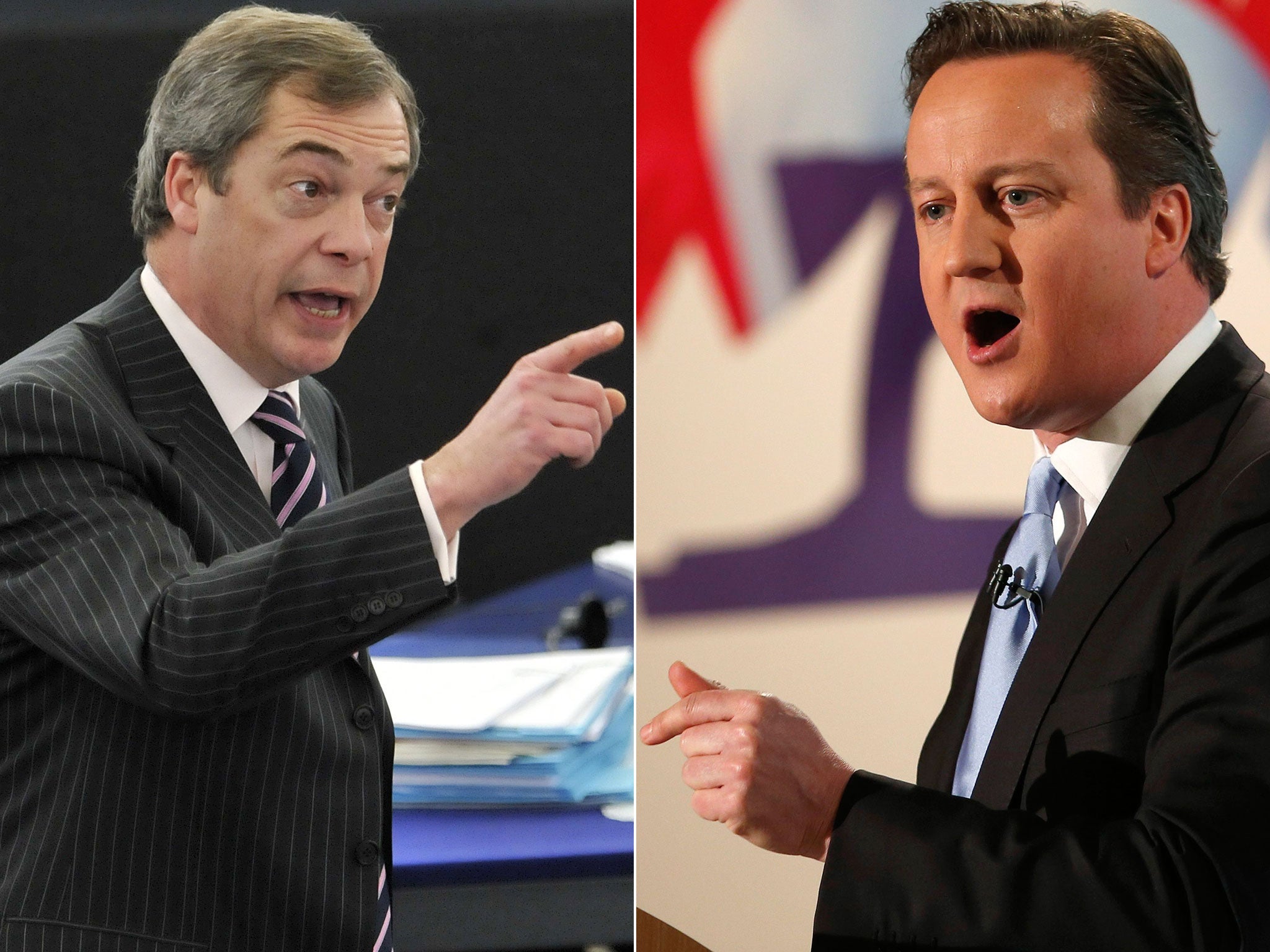 Nigel Farage of Ukip and Prime Minister David Cameron