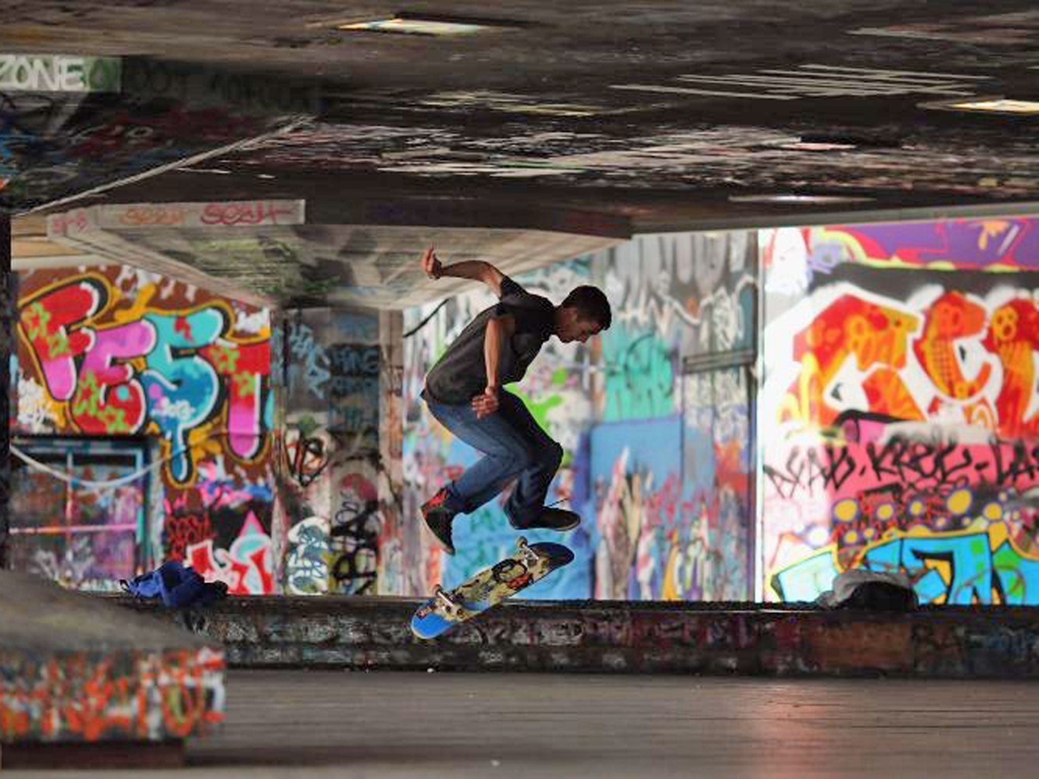 A skater makes a jump in the South Bank skatepark (Getty Images)